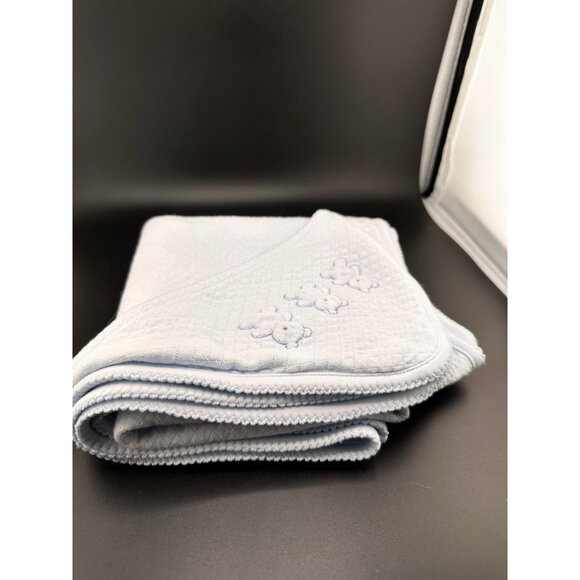 2009 Light Blue Baby Security Blanket Bears Hooded Quilted Nursery Rhyme 30 x 30 - Picture 3 of 16